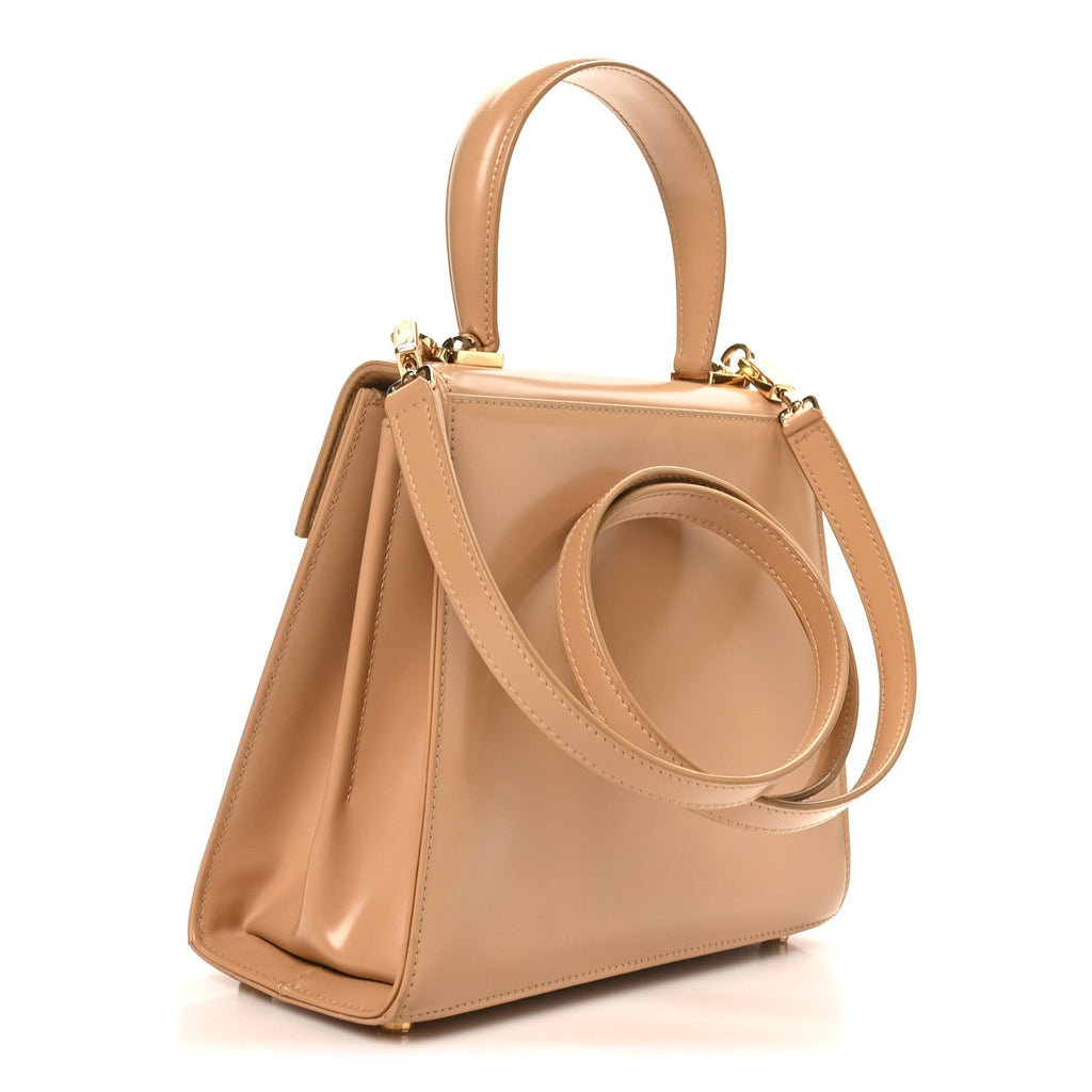 Brushed Off Calfskin Small Iconic Top Handle Camel