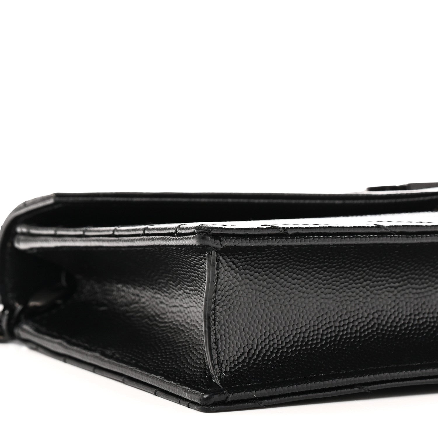 Grain De Poudre Matelasse Chevron Monogram Monochrome Envelope Chain Wallet Black