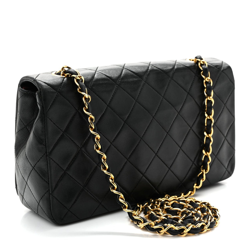 Lambskin Quilted Small Single Flap Black