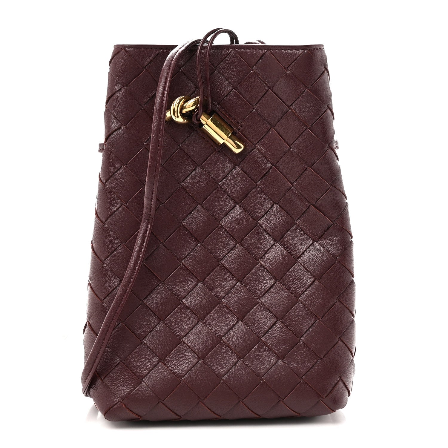 Nappa Intrecciato Andiamo Phone Pouch Deep Mahogany
