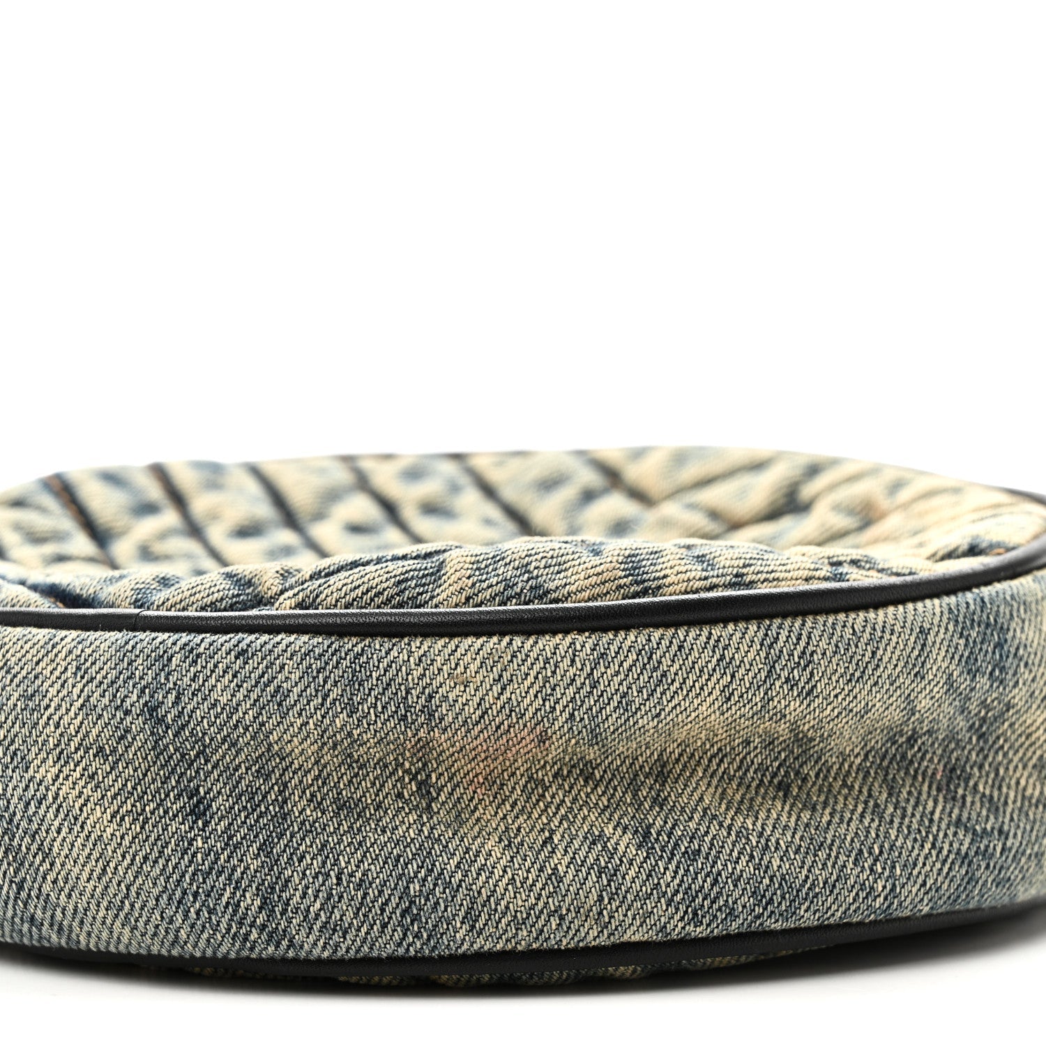 Denim Quilted Monogram Round Crossbody Bag Rodeo Blue
