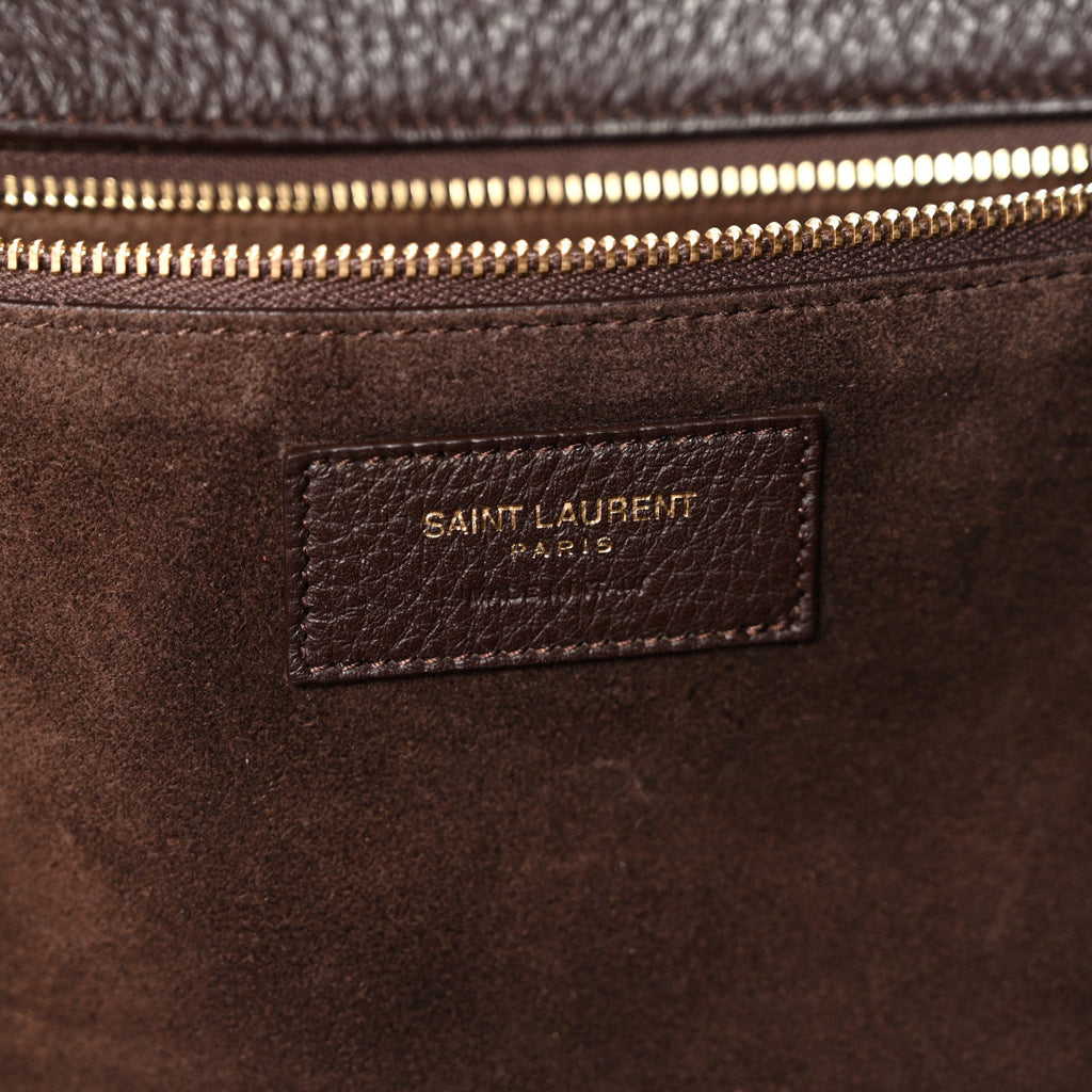 Grained Deerskin Bea Tote Marron Fonce