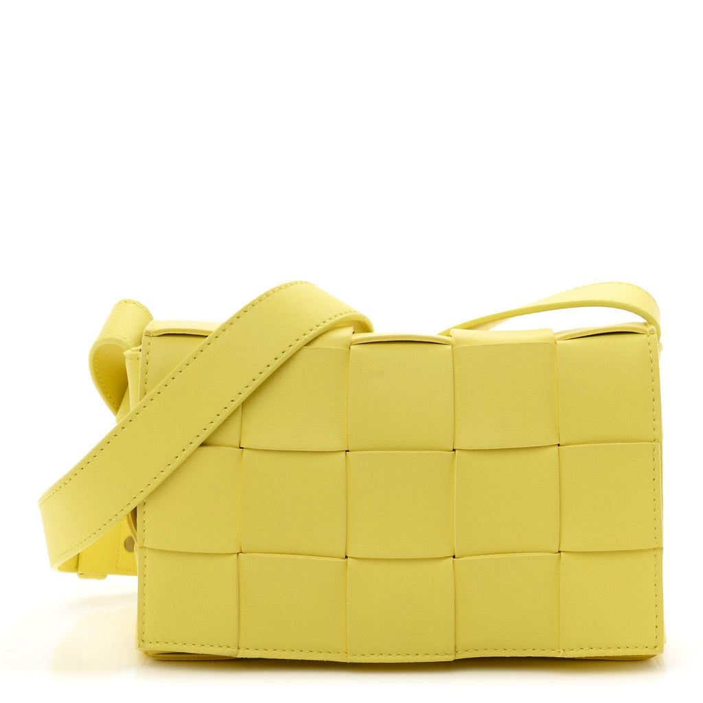Lambskin Maxi Intrecciato Small Cassette Crossbody Bag Lemonade