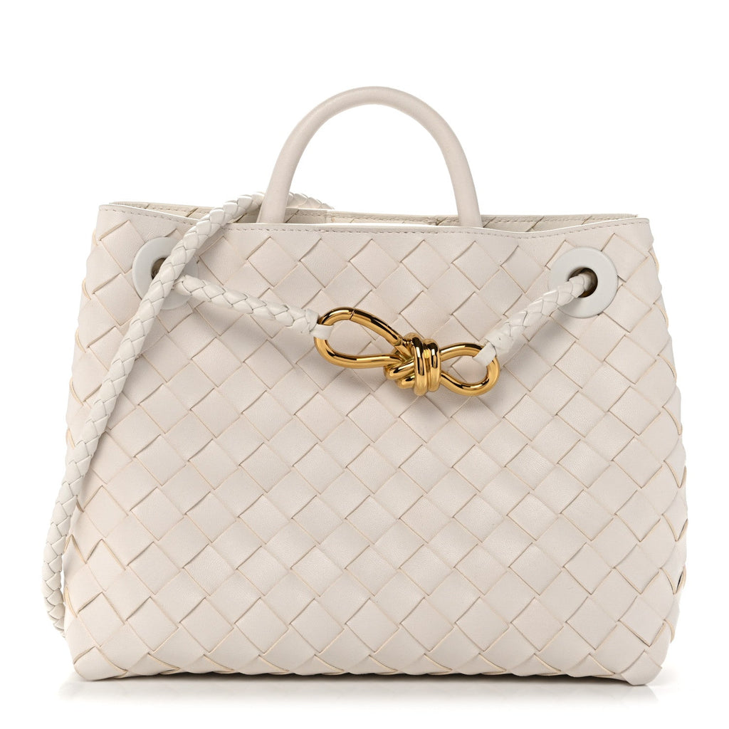 Nappa Intrecciato Small Andiamo Shoulder Bag White