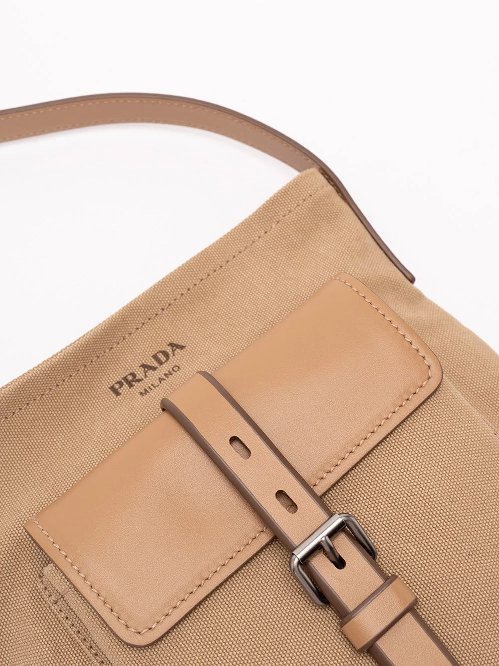 Prada Men Cotton And Leather Shoulder Bag