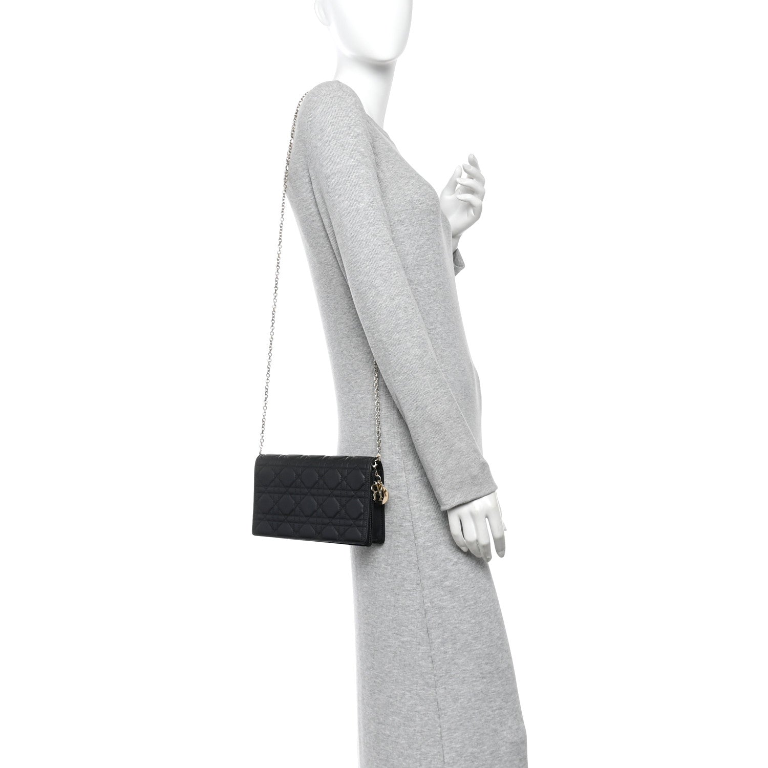 Lambskin Cannage Lady Dior Pouch Black