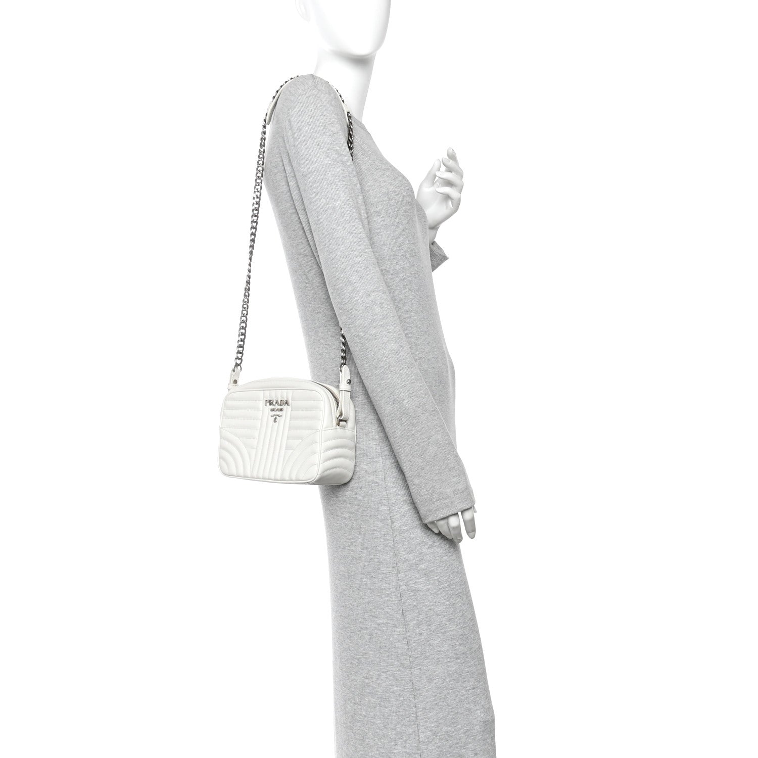 Soft Calfskin Diagramme Camera Bag White