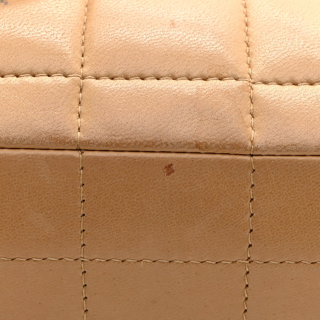 Lambskin East West Chocolate Bar Flap Beige