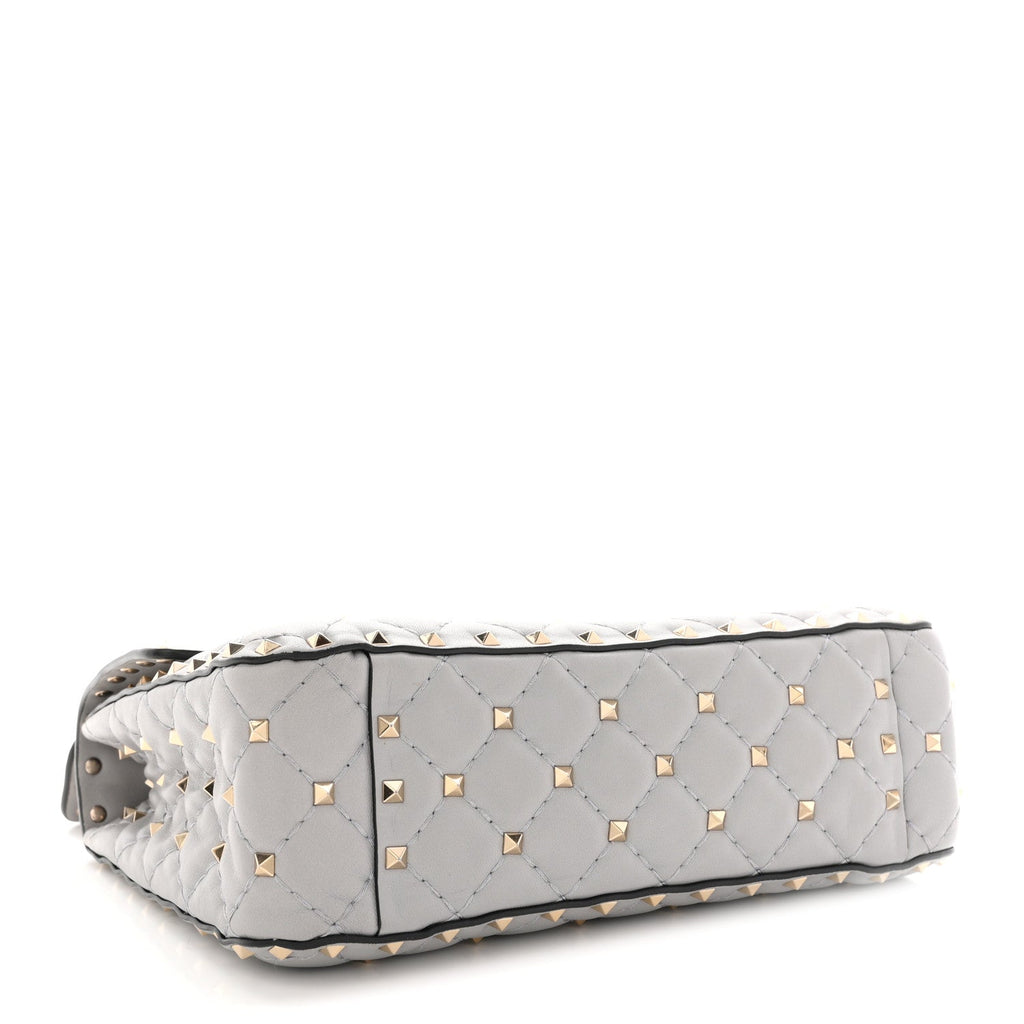 Nappa Medium Rockstud Spike Shoulder Bag Pastel Grey