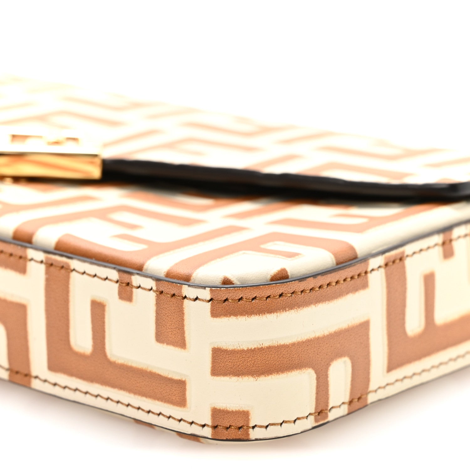 Calfskin FF Diamonds Wallet On Chain Camellia Caramel