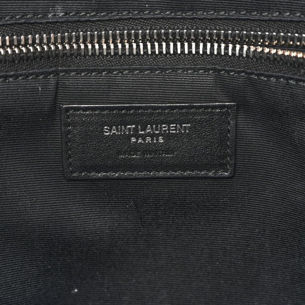 Raffia Linen Calfskin Small Rive Gauche Tote Black