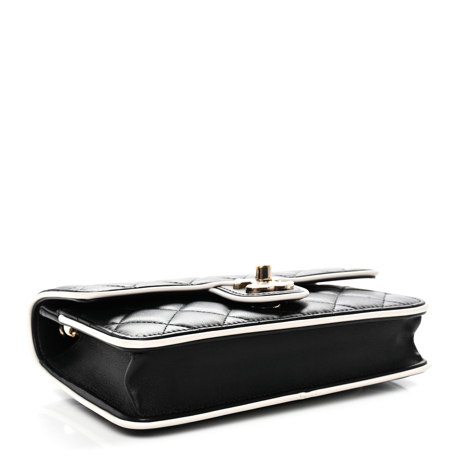 Lambskin Quilted Resin CC Mini Flap Bag Black White