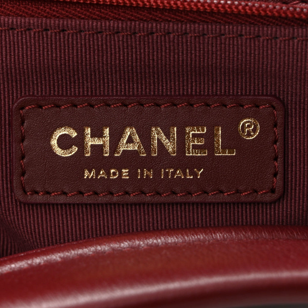 Calfskin Quilted Small Coco Base Shopping Bag Burgundy