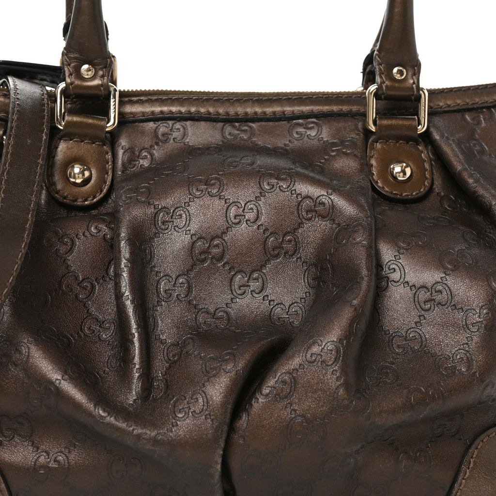 Metallic Soft Guccissima Medium Sukey Top Handle Bag Bronze