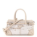 Linen Calfskin Triangle Mini Bonnie Hand Bag White