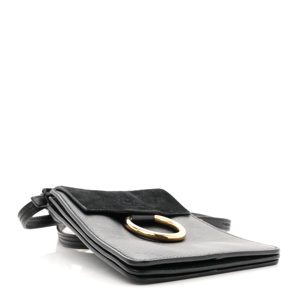 Suede Calfskin Mini Faye Bracelet Bag Black