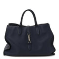 Soft Calfskin Medium Jackie Top Handle Bag Classic Blue Marine