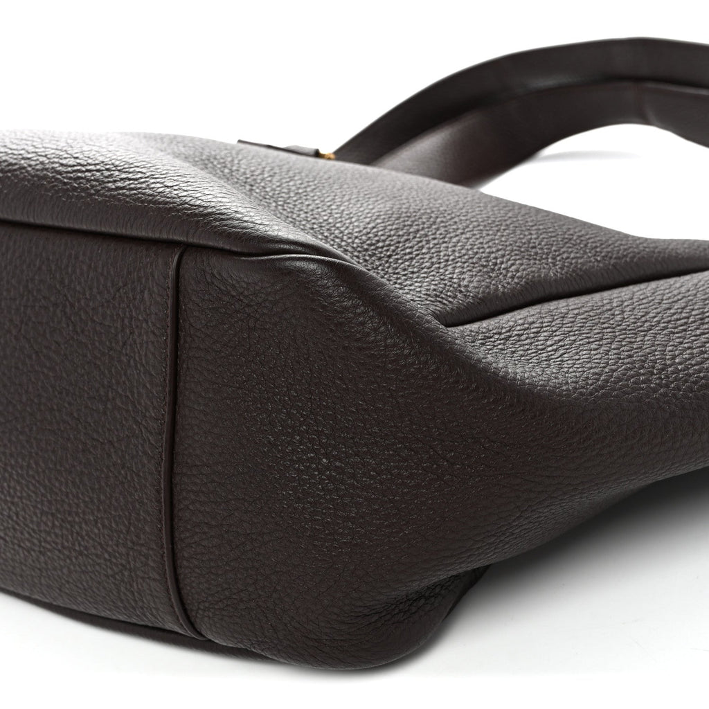 Grained Deerskin Bea Tote Marron Fonce