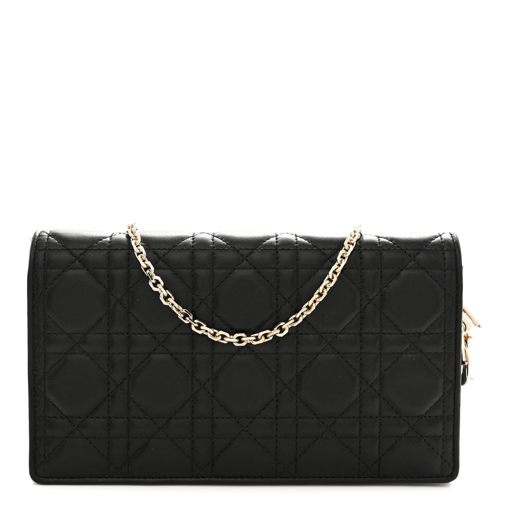 Lambskin Cannage Lady Dior Pouch Black