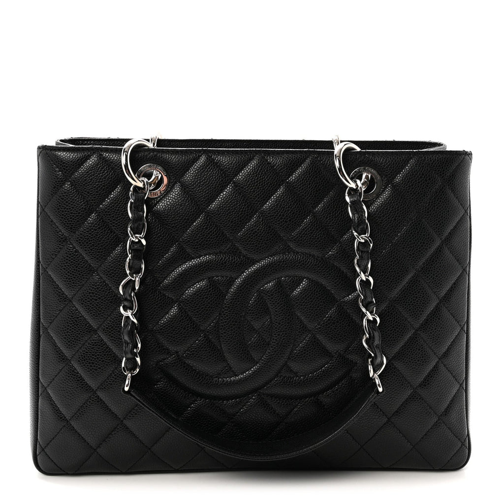 Caviar Quilted Grand Shopping Tote GST Black