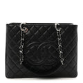 Caviar Quilted Grand Shopping Tote GST Black