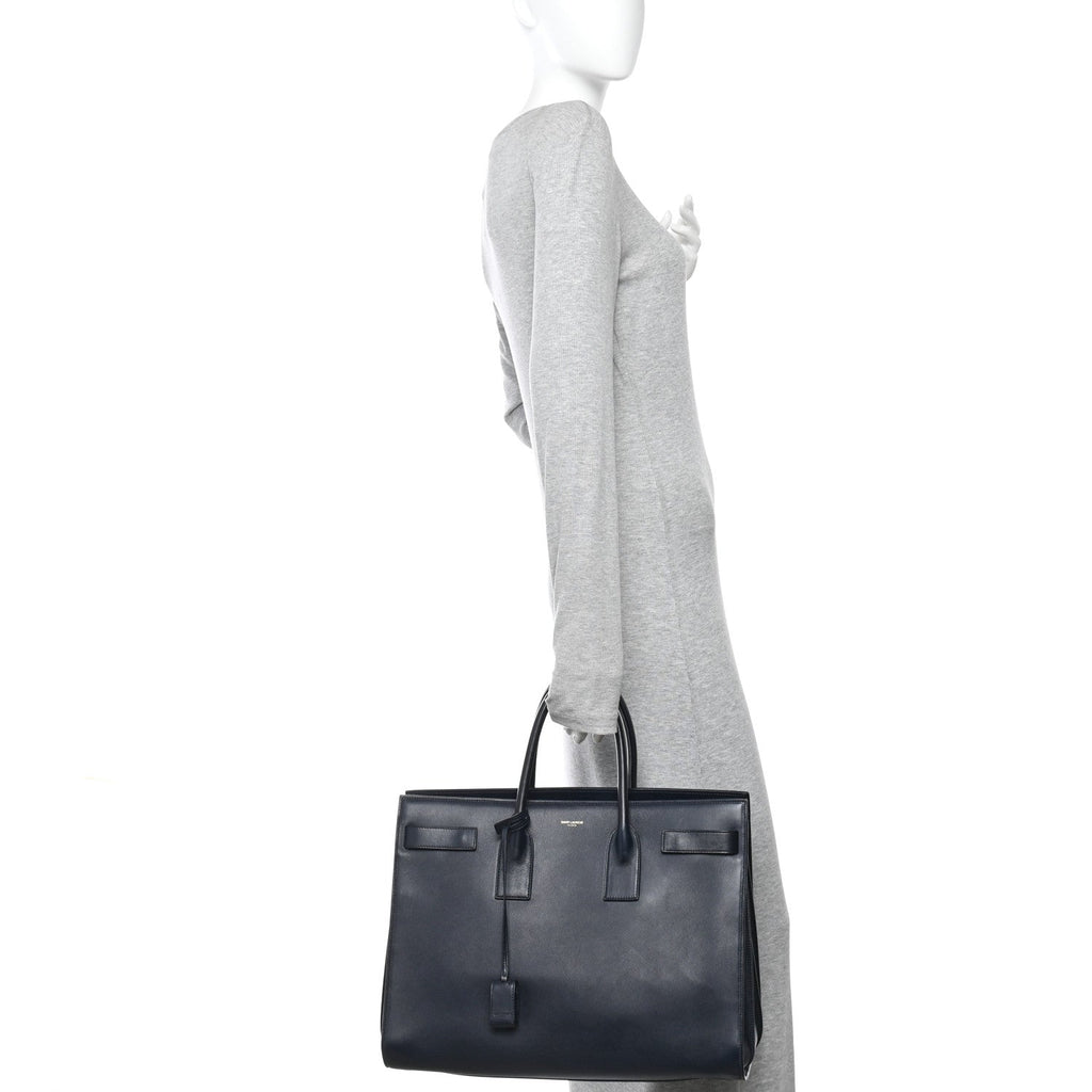 Calfskin Large Sac de Jour Carryall Navy Blue
