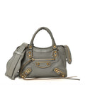 Chevre Gold Metallic Edge Hardware Mini City Gris Taupe