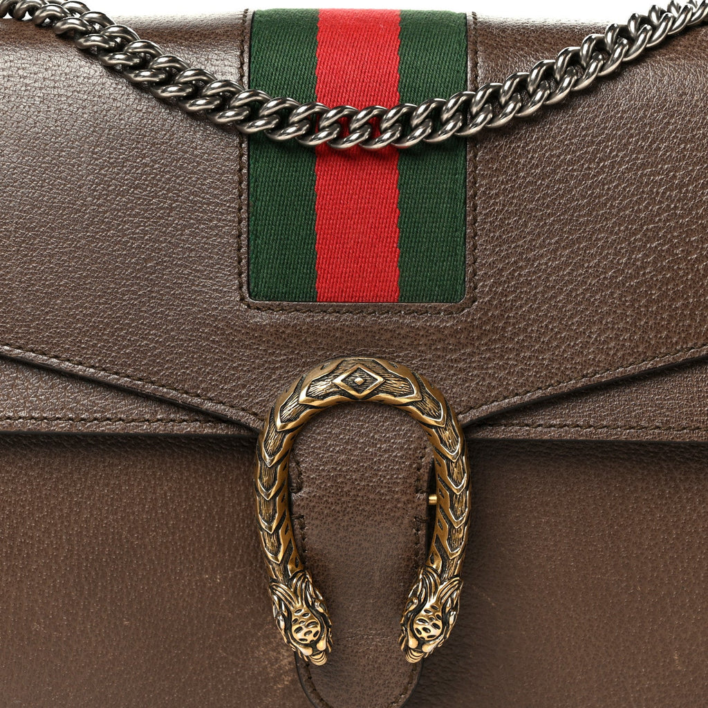 Textured Calfskin Web Medium Dionysus Shoulder Bag New Acero