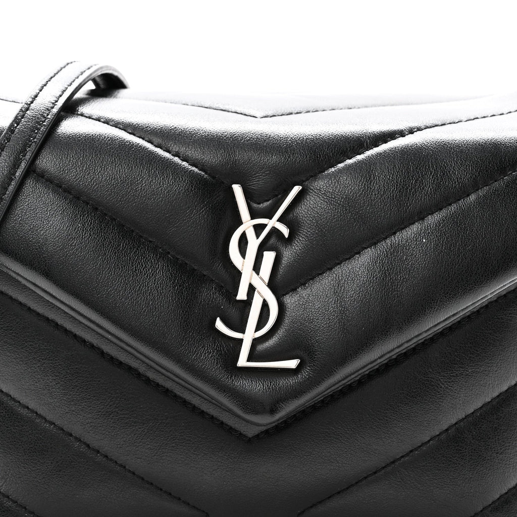Calfskin Y Quilted Monogram Toy Loulou Crossbody Bag Black