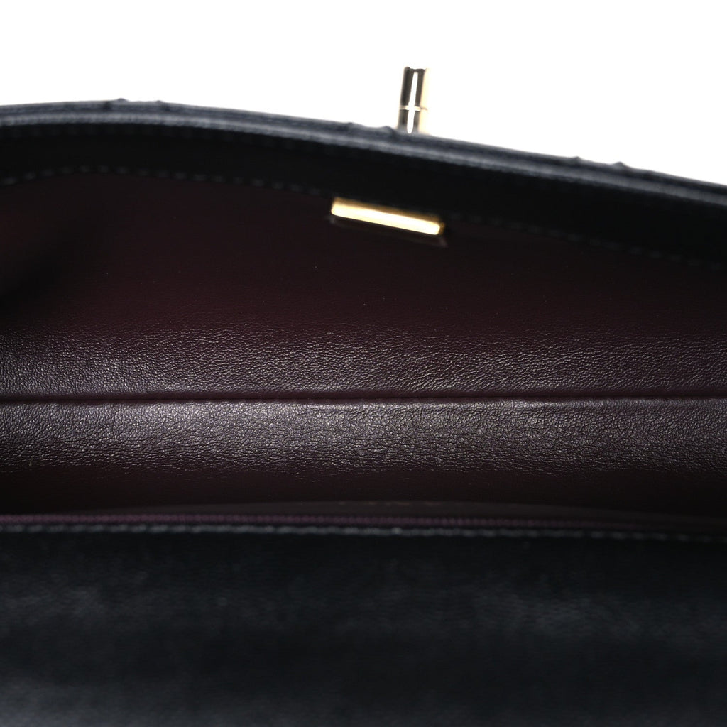 Caviar Quilted Maxi East West Coco Handle Flap Black Black