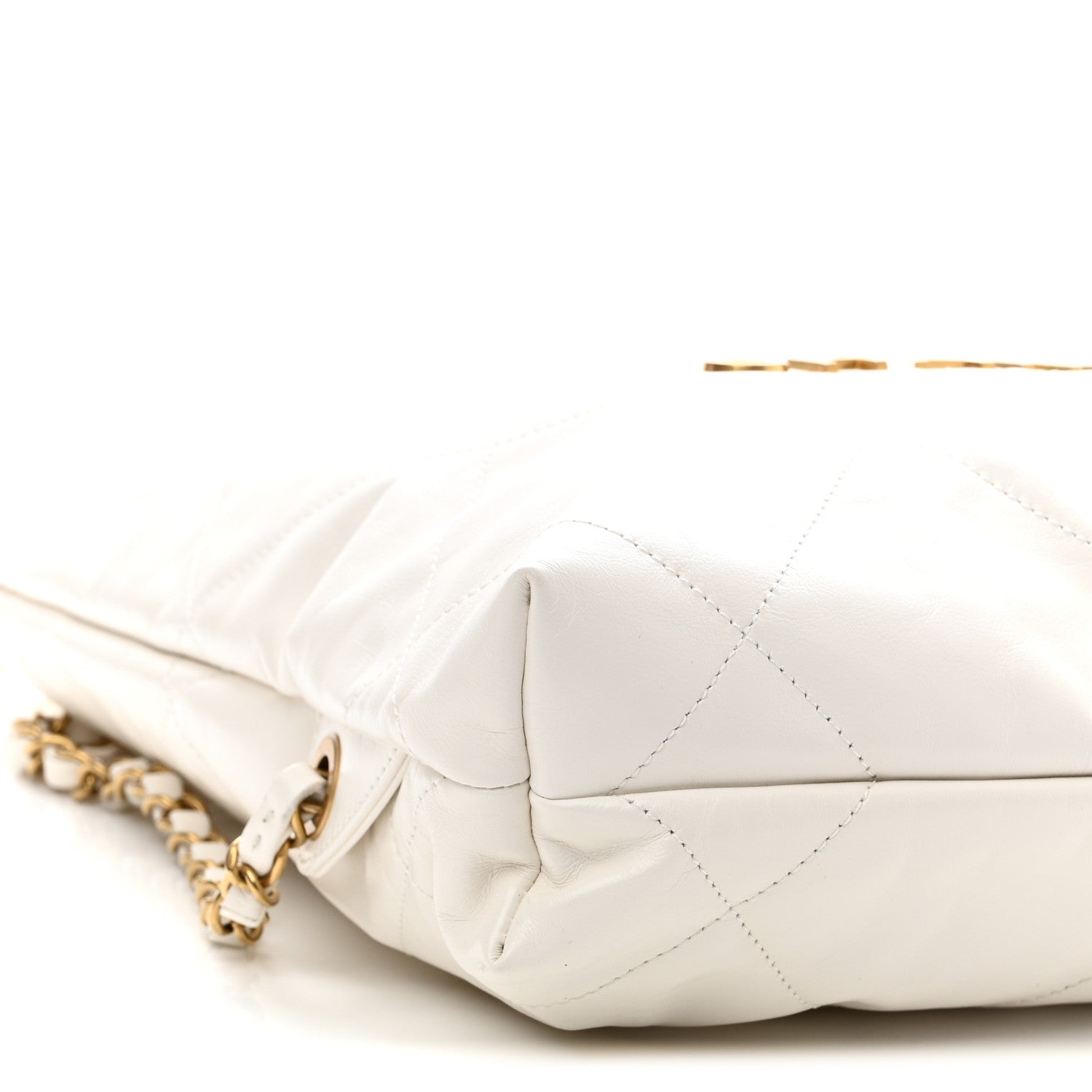 Shiny Calfskin Quilted Chanel 22 Backpack White