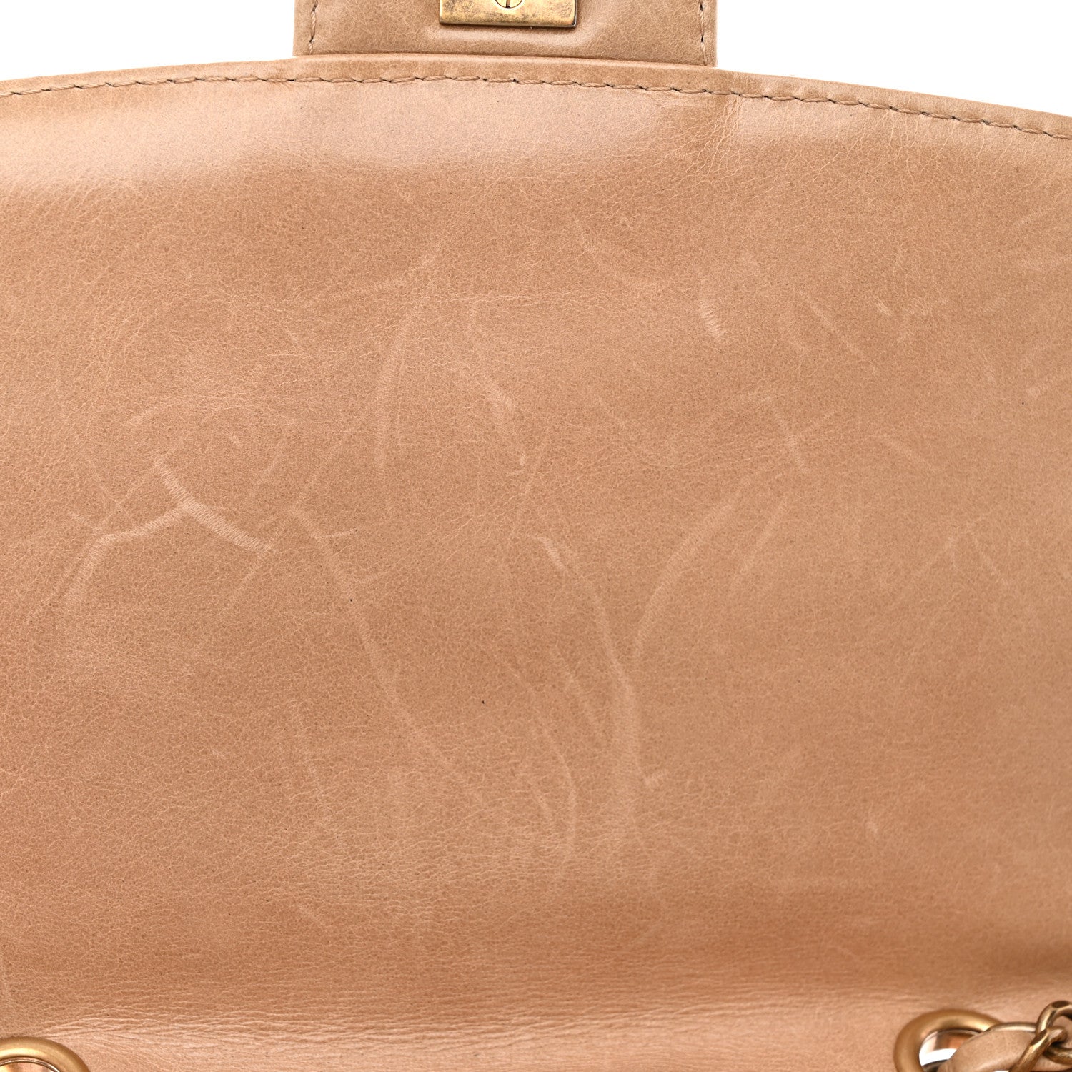Glazed Calfskin Quilted Medium Bubble CC Flap Beige