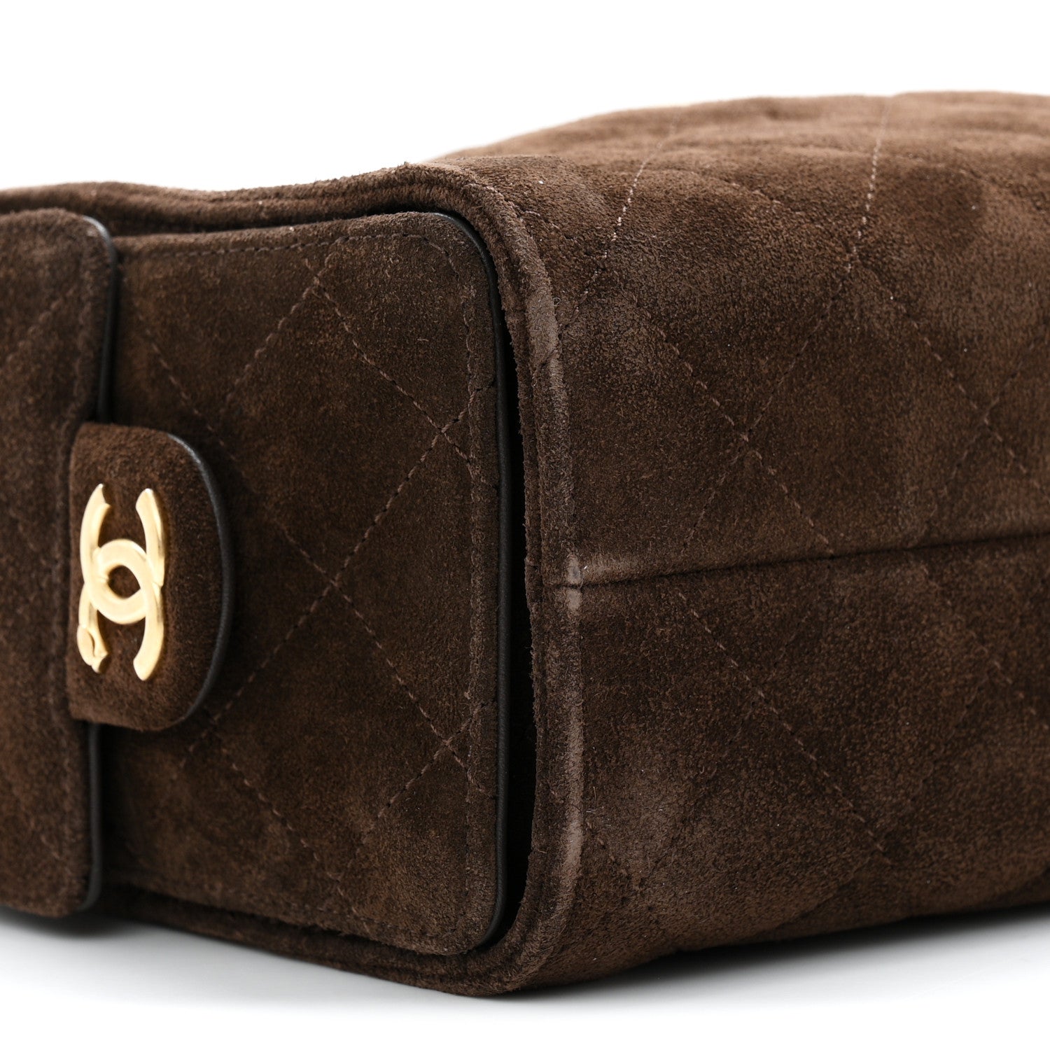 Suede Quilted Mini Chanel 25 Handbag Dark Brown