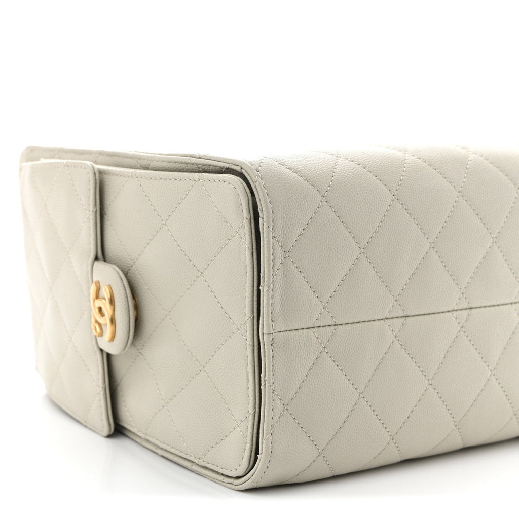Caviar Quilted Small Chanel 25 Handbag Light Grey