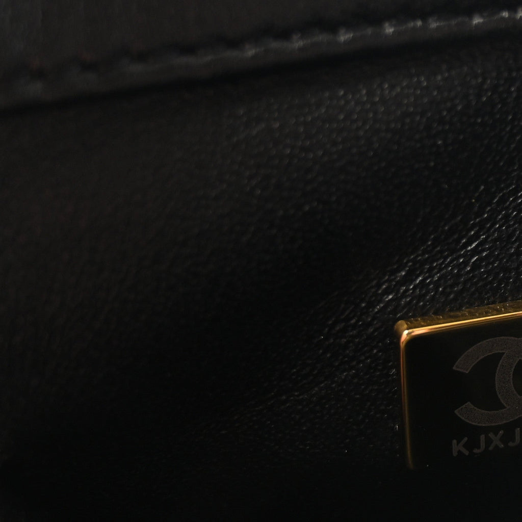 Lambskin Quilted Small Trendy CC Dual Handle Flap Bag Black