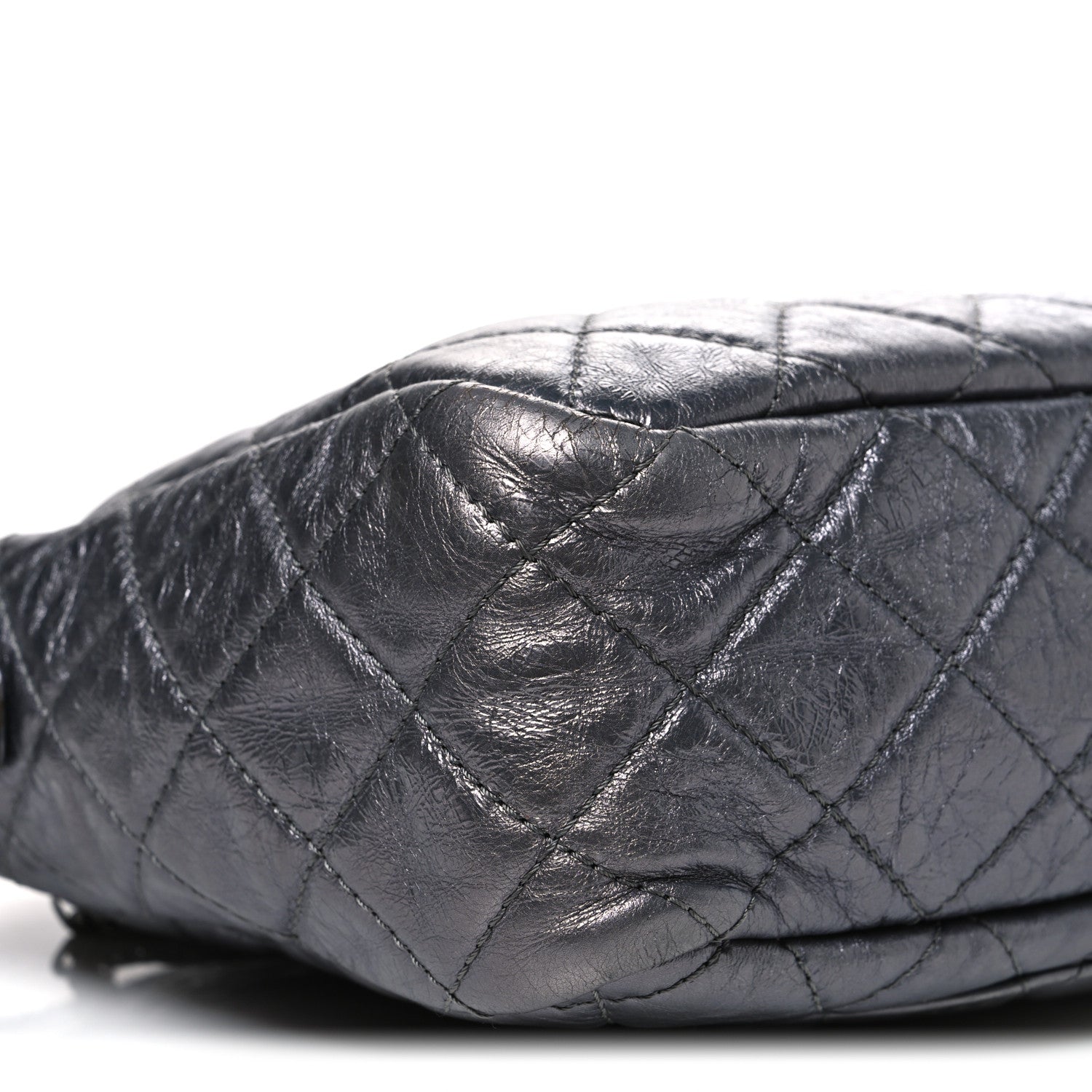 Metallic Aged Calfskin Quilted Large Reissue Camera Case Silver