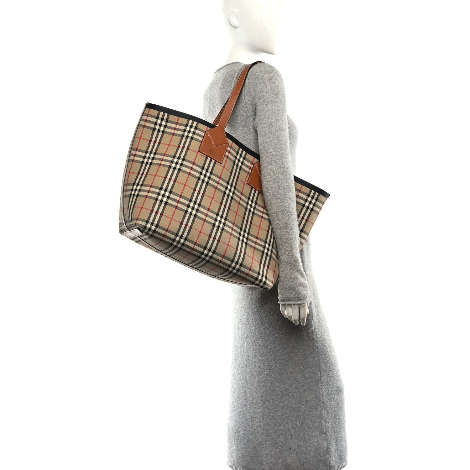 Cotton Vintage Check Large London Tote Bag Briar Brown Black