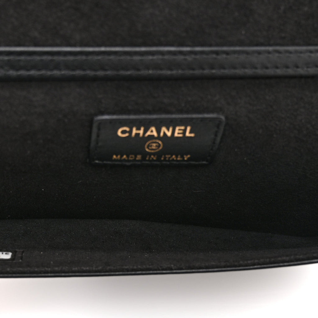 Caviar Quilted Chain Glasses Case Black