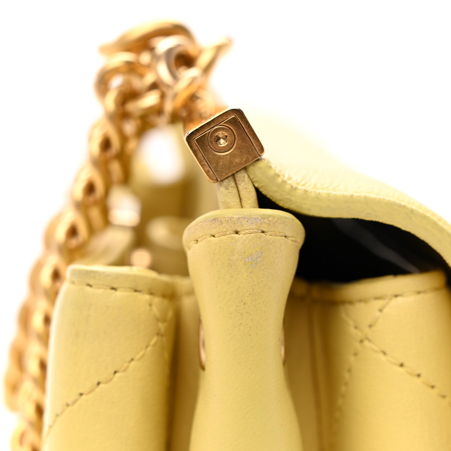 Lambskin Stitched Coco Luxe Small Flap Yellow