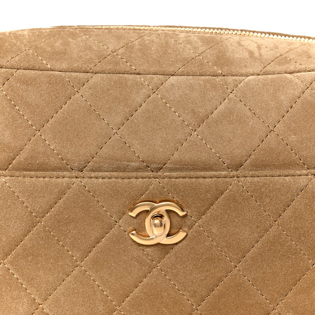 Suede Quilted Camerissimo Camera Case Dark Beige