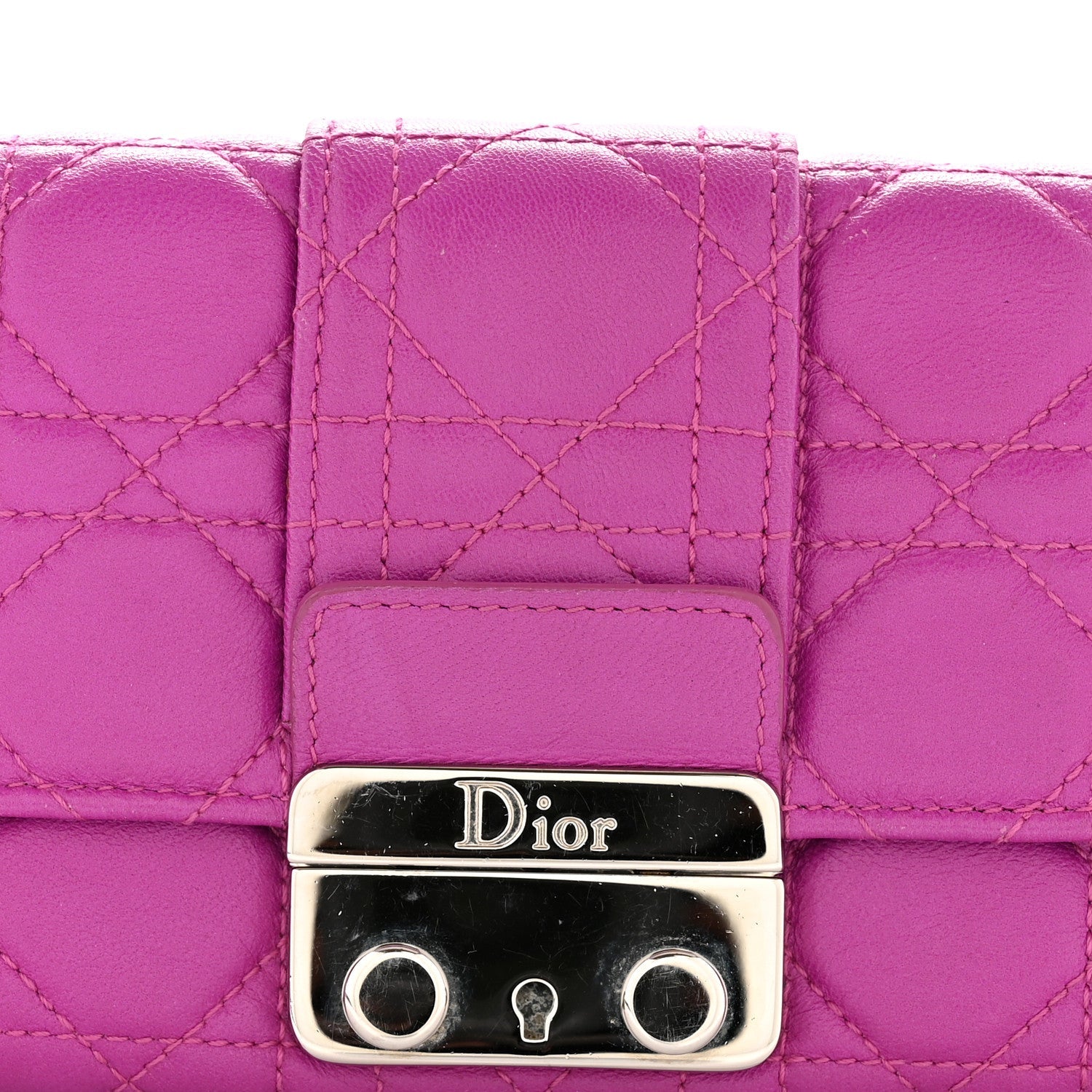 Lambskin Cannage Miss Dior Chain Wallet Dark Pink