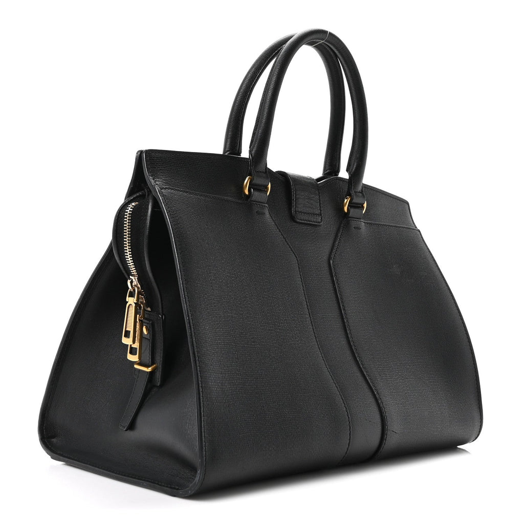 Textured Calfskin Medium Cabas ChYc Black