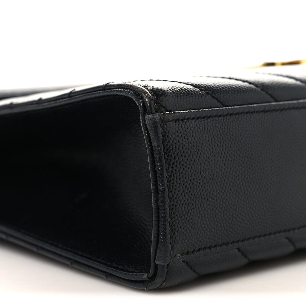 Grain De Poudre Matelasse Chevron Large Monogram Satchel Black