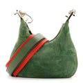 Suede Web Small Attache Shoulder Bag Cactus Green