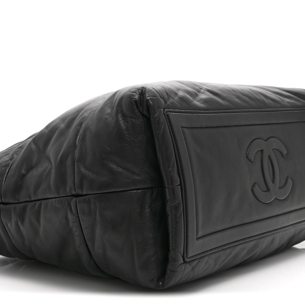 Lambskin Quilted Medium Coco Cocoon Reversible Tote Black