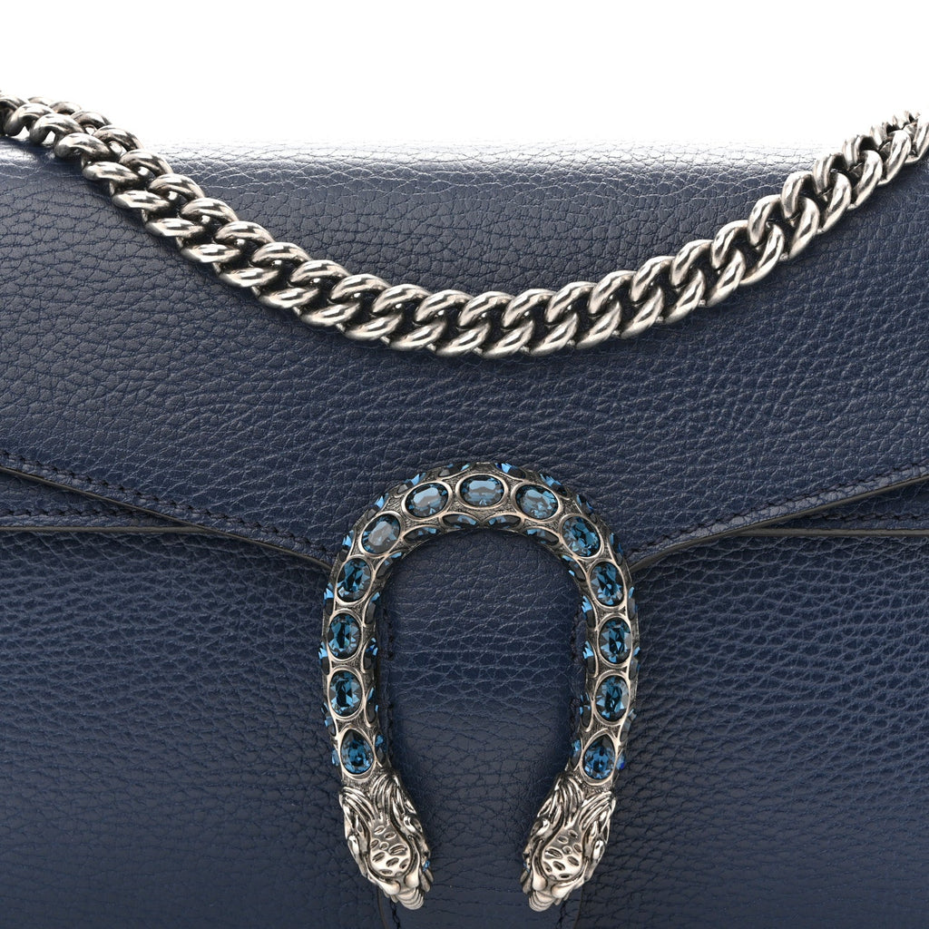 Dollar Calfskin Crystal Small Dionysus Shoulder Bag Blue Agata Montana Sapphire