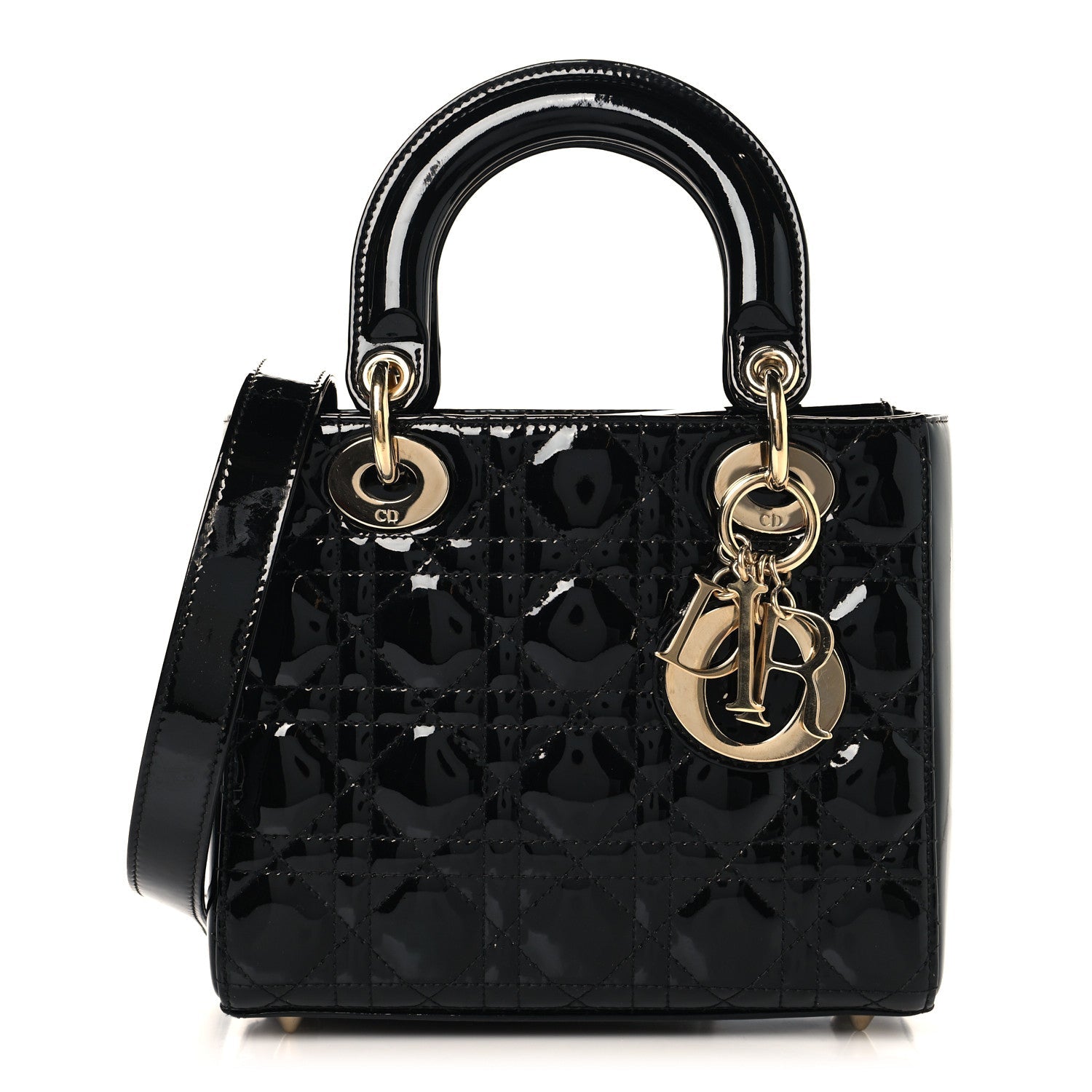 Patent Cannage Small Lady Dior Black