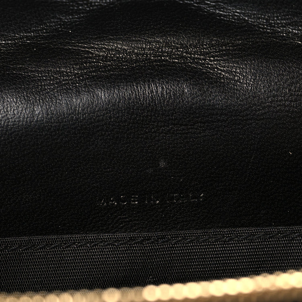 Calfskin Matelasse Chevron Monogram Envelope Chain Wallet Black