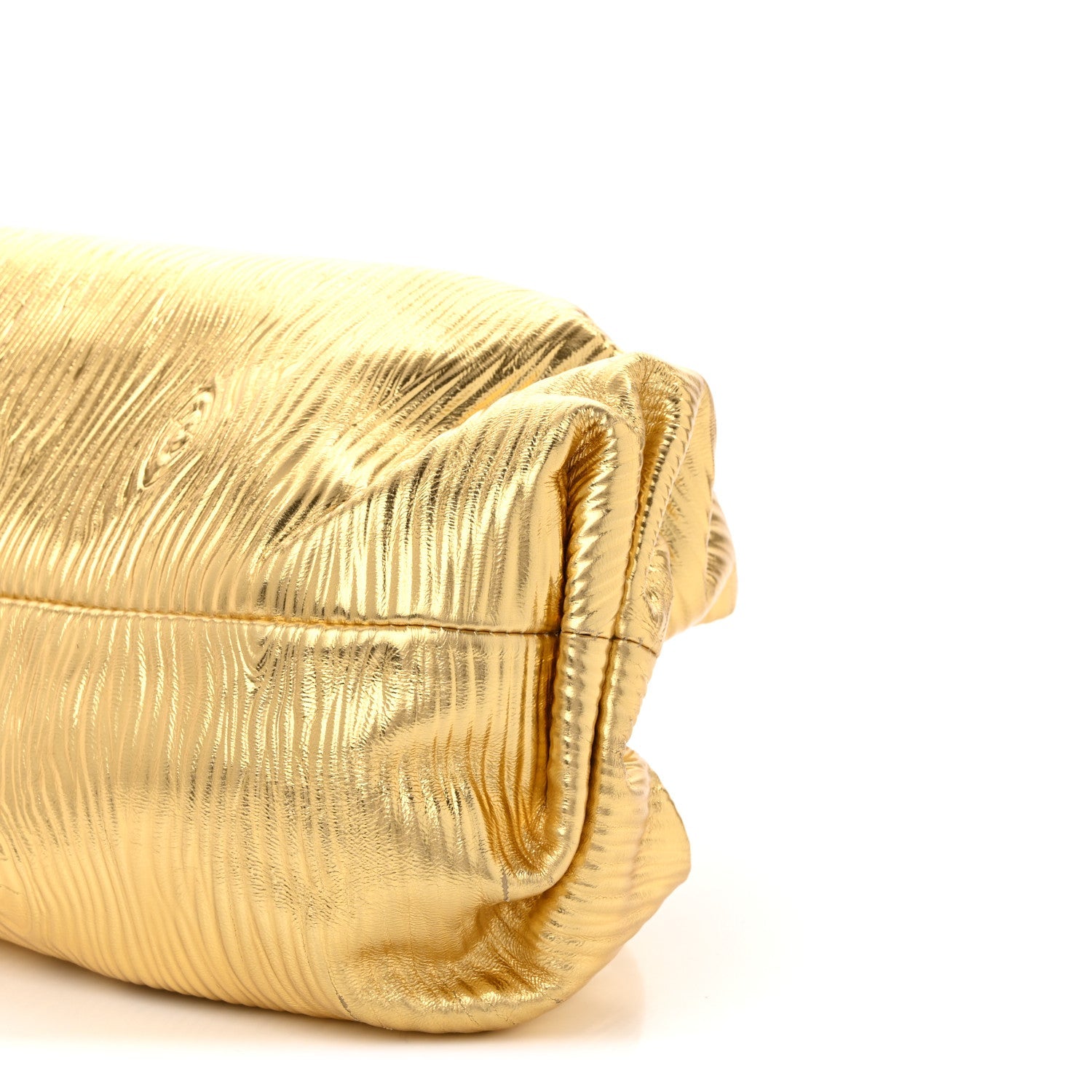 Metallic Bark Calfskin Embossed The Pouch Oversized Clutch Oro