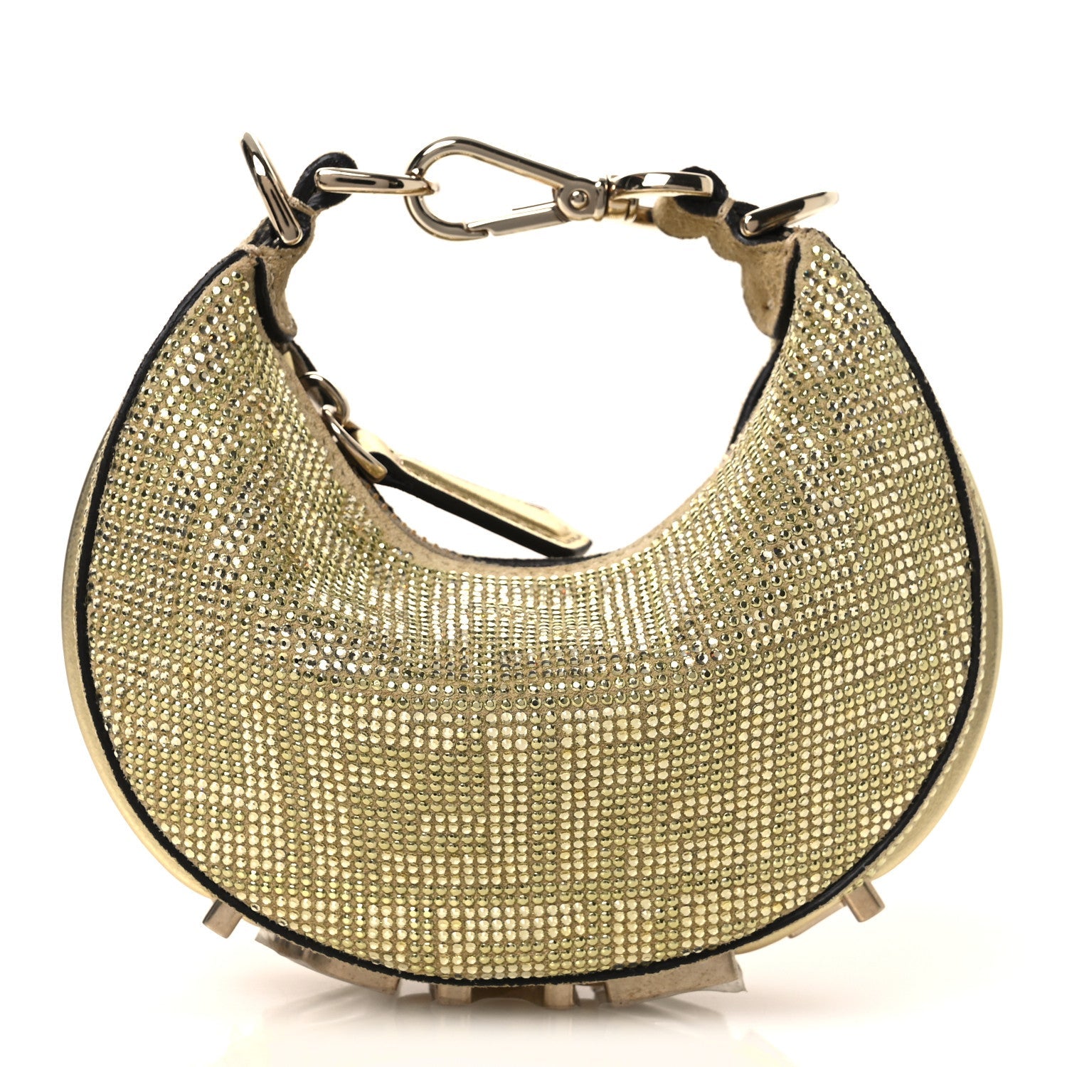 Crystal Vitello Laminato Suede FF Nano Fendigraphy Hobo Bag Platino